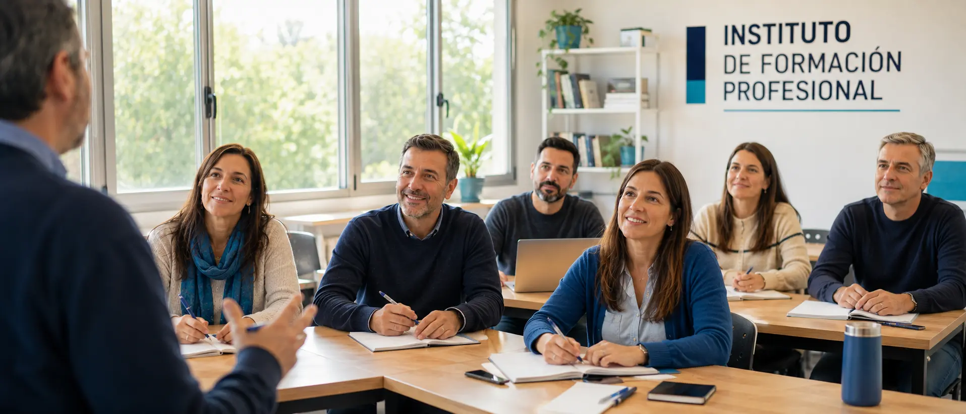 Clase presencial en el Instituto JLC - Grupo de adultos aprendiendo en un ambiente profesional y cercano en Río Segundo, Córdoba